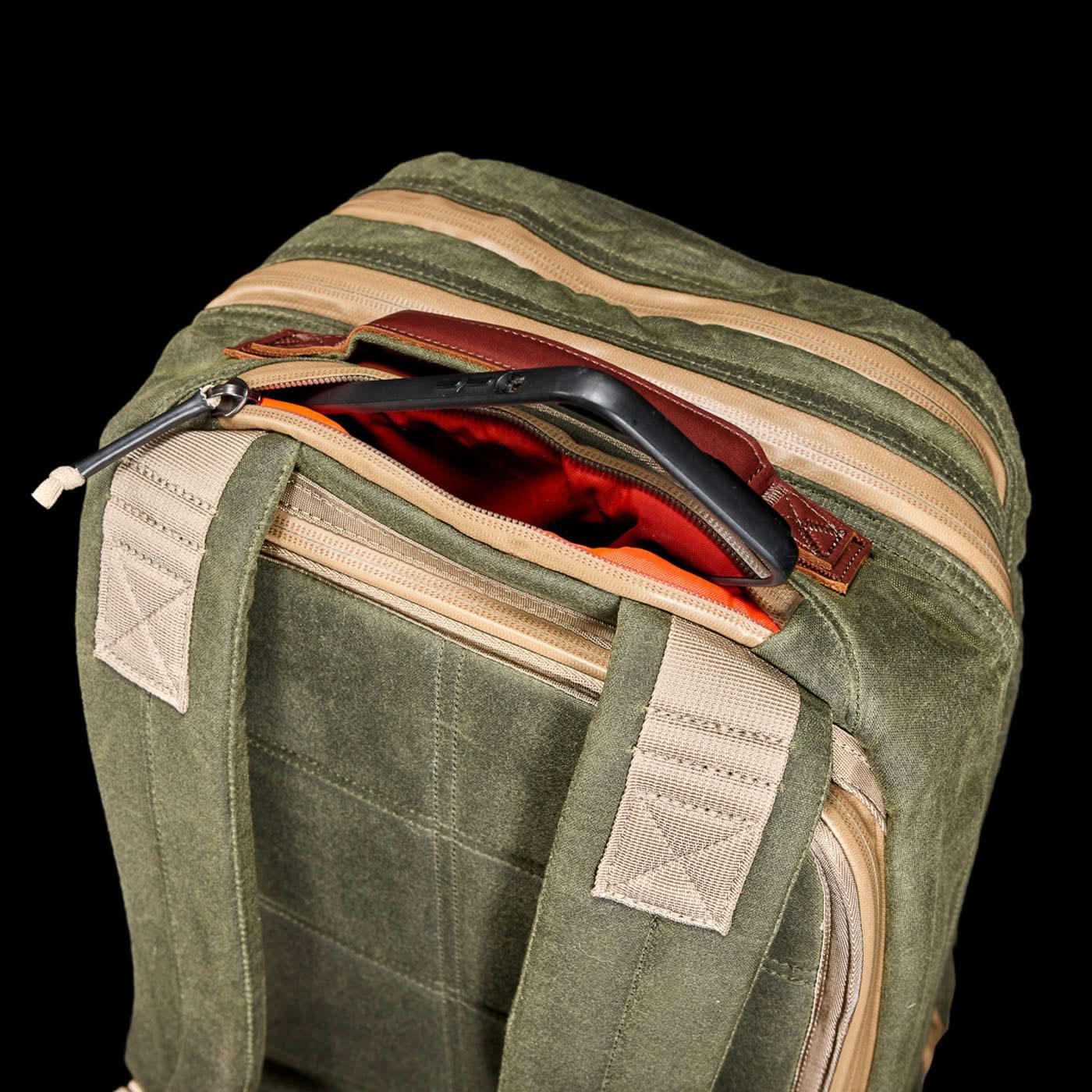 Double Compartment Bullet Ruck - Heritage Waxed Canvas - 18L - Image 6